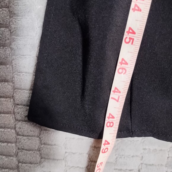 Black Asymmetrical One Shoulder Dress-Bow-Overlay-Mini with a Slit Midi Hem-Sz S - Picture 12 of 14